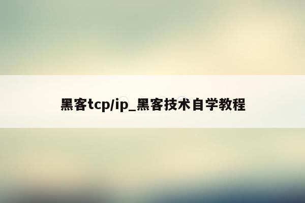 黑客tcp/ip_黑客技术自学教程