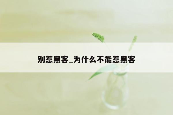 别惹黑客_为什么不能惹黑客