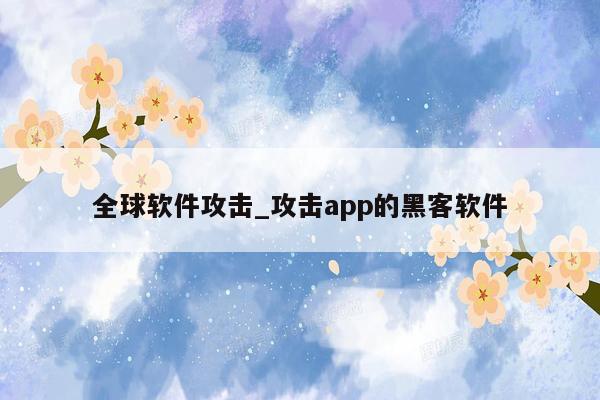 全球软件攻击_攻击app的黑客软件