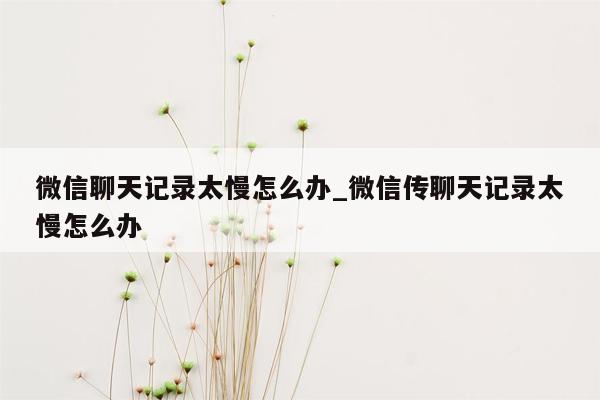 微信聊天记录太慢怎么办_微信传聊天记录太慢怎么办