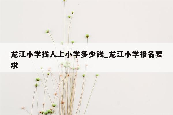 龙江小学找人上小学多少钱_龙江小学报名要求