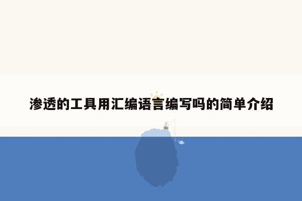 渗透的工具用汇编语言编写吗的简单介绍