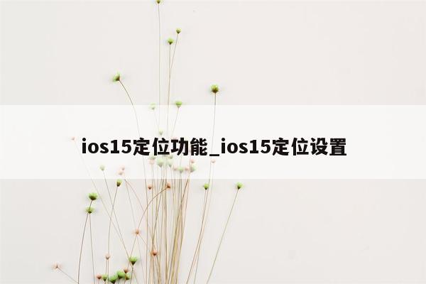 ios15定位功能_ios15定位设置