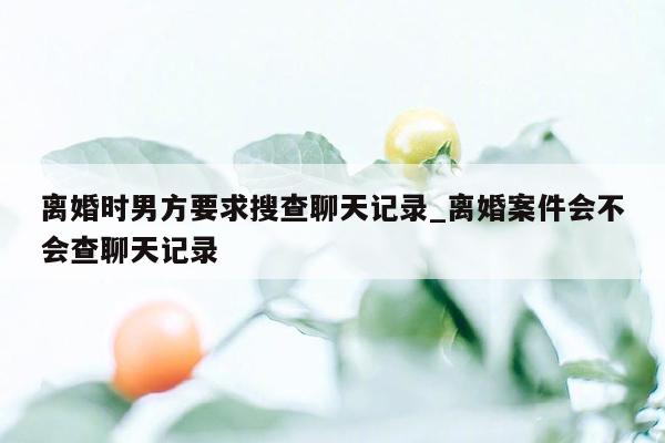 离婚时男方要求搜查聊天记录_离婚案件会不会查聊天记录