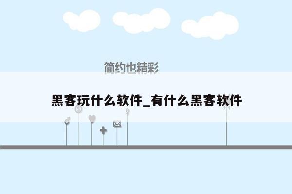 黑客玩什么软件_有什么黑客软件