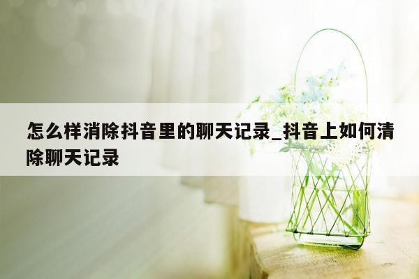 怎么样消除抖音里的聊天记录_抖音上如何清除聊天记录