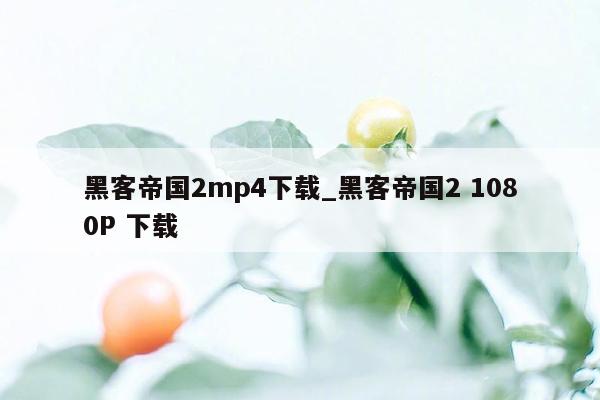 黑客帝国2mp4下载_黑客帝国2 1080P 下载