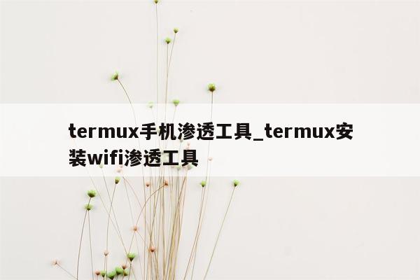 termux手机渗透工具_termux安装wifi渗透工具