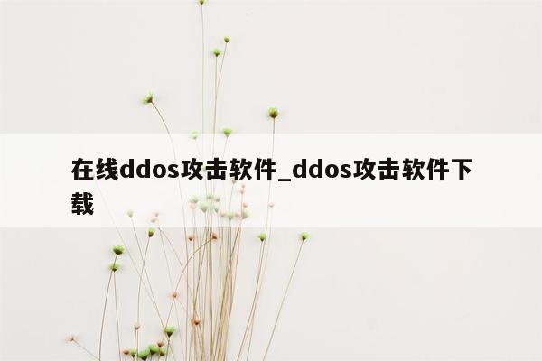 在线ddos攻击软件_ddos攻击软件下载