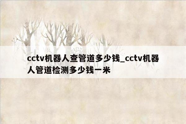 cctv机器人查管道多少钱_cctv机器人管道检测多少钱一米