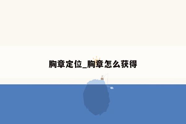 胸章定位_胸章怎么获得