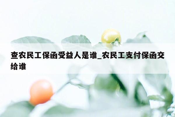 查农民工保函受益人是谁_农民工支付保函交给谁