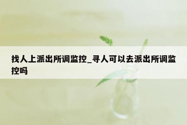 找人上派出所调监控_寻人可以去派出所调监控吗