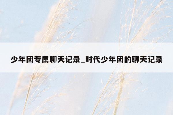 少年团专属聊天记录_时代少年团的聊天记录