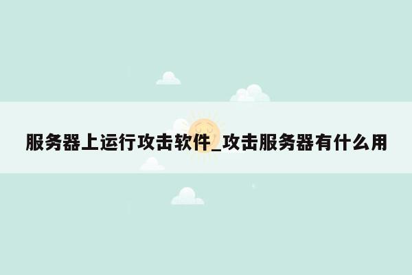 服务器上运行攻击软件_攻击服务器有什么用
