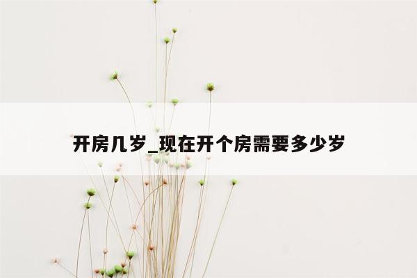 开房几岁_现在开个房需要多少岁