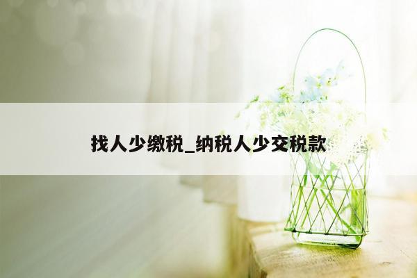 找人少缴税_纳税人少交税款