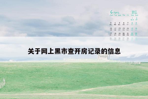 关于网上黑市查开房记录的信息