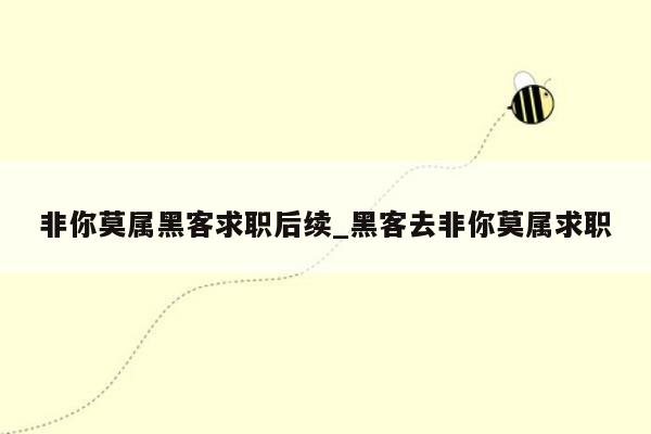非你莫属黑客求职后续_黑客去非你莫属求职