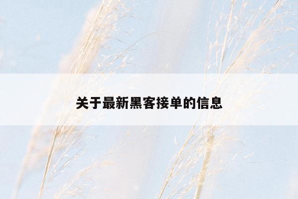 关于最新黑客接单的信息