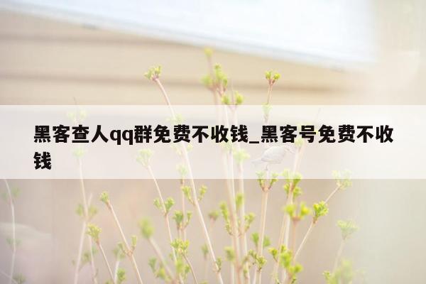 黑客查人qq群免费不收钱_黑客号免费不收钱