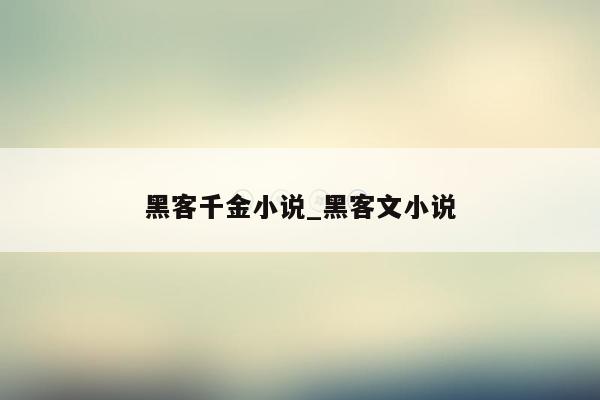 黑客千金小说_黑客文小说