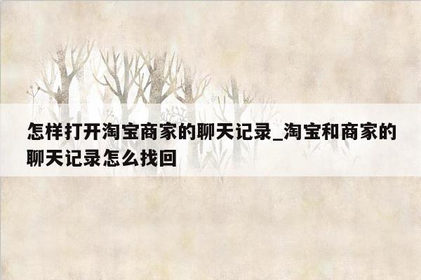 怎样打开淘宝商家的聊天记录_淘宝和商家的聊天记录怎么找回