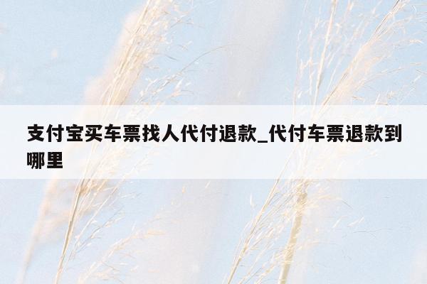 支付宝买车票找人代付退款_代付车票退款到哪里