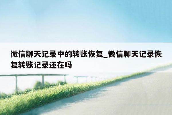 微信聊天记录中的转账恢复_微信聊天记录恢复转账记录还在吗