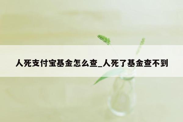 人死支付宝基金怎么查_人死了基金查不到