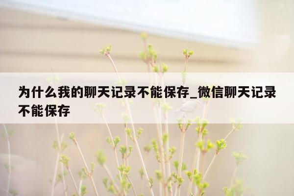 为什么我的聊天记录不能保存_微信聊天记录不能保存