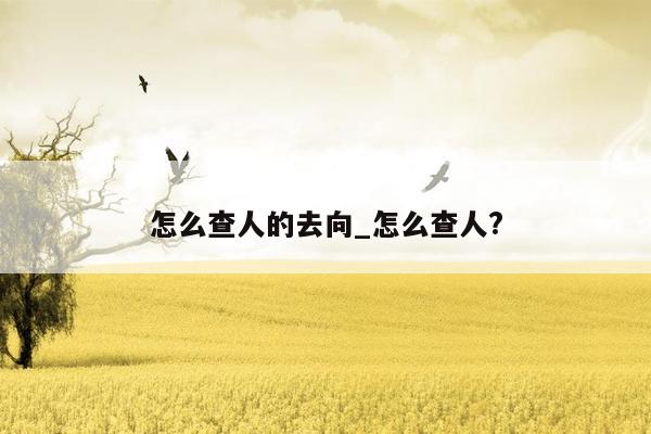 怎么查人的去向_怎么查人?