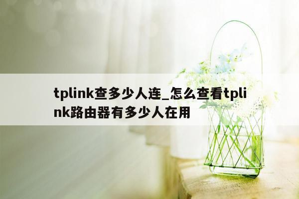 tplink查多少人连_怎么查看tplink路由器有多少人在用