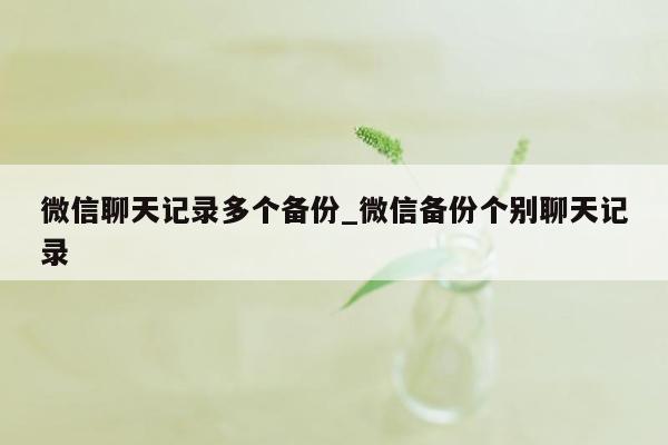 微信聊天记录多个备份_微信备份个别聊天记录