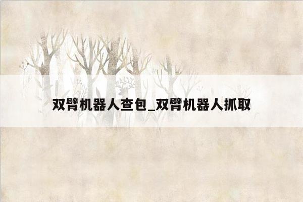 双臂机器人查包_双臂机器人抓取