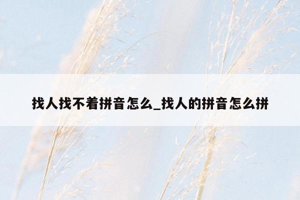 找人找不着拼音怎么_找人的拼音怎么拼