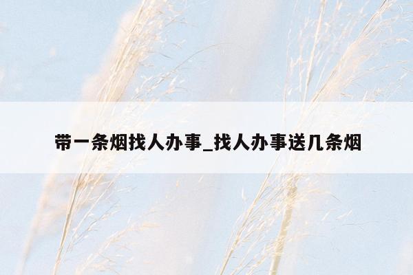 带一条烟找人办事_找人办事送几条烟