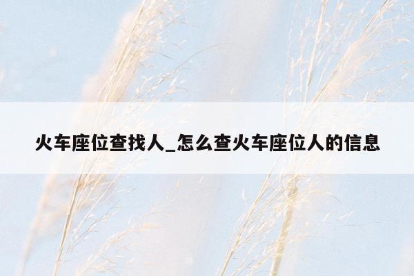 火车座位查找人_怎么查火车座位人的信息