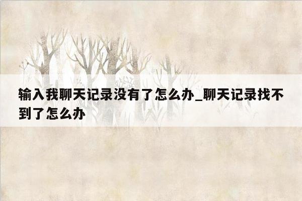 输入我聊天记录没有了怎么办_聊天记录找不到了怎么办