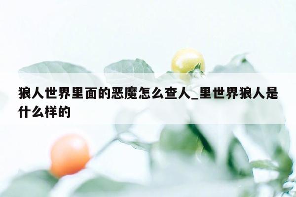 狼人世界里面的恶魔怎么查人_里世界狼人是什么样的
