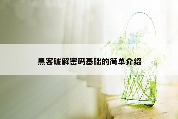 黑客破解密码基础的简单介绍