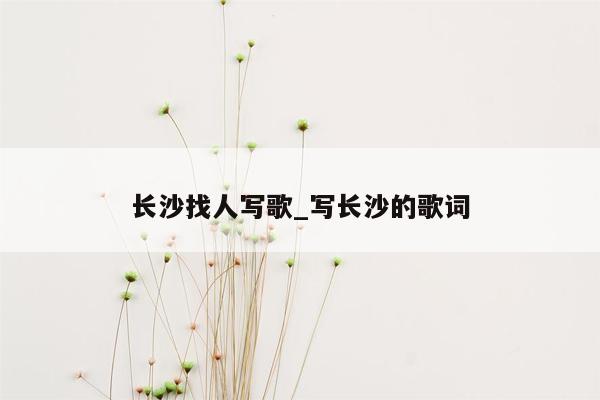 长沙找人写歌_写长沙的歌词