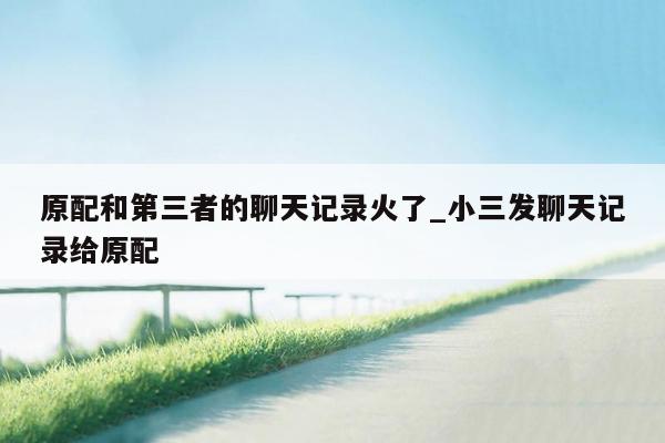 原配和第三者的聊天记录火了_小三发聊天记录给原配