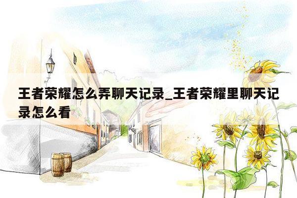 王者荣耀怎么弄聊天记录_王者荣耀里聊天记录怎么看