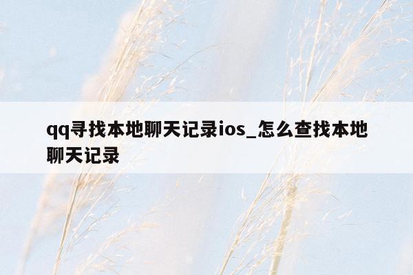 qq寻找本地聊天记录ios_怎么查找本地聊天记录