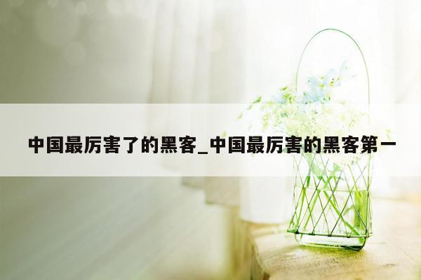 中国最厉害了的黑客_中国最厉害的黑客第一