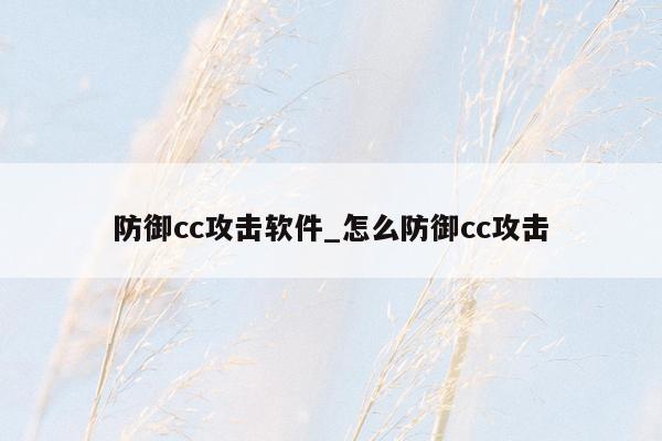 防御cc攻击软件_怎么防御cc攻击