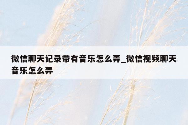 微信聊天记录带有音乐怎么弄_微信视频聊天音乐怎么弄
