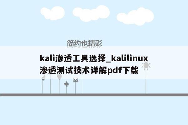 kali渗透工具选择_kalilinux渗透测试技术详解pdf下载