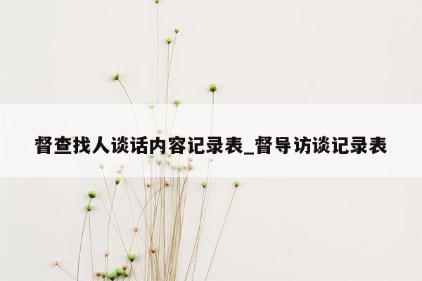 督查找人谈话内容记录表_督导访谈记录表